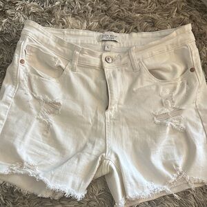 Judy Blue Women's Cream Distressed Jean Shorts